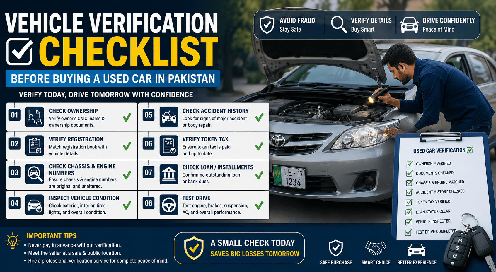 Vehicle Verification Checklist Before Buying a Used Car in Pakistan